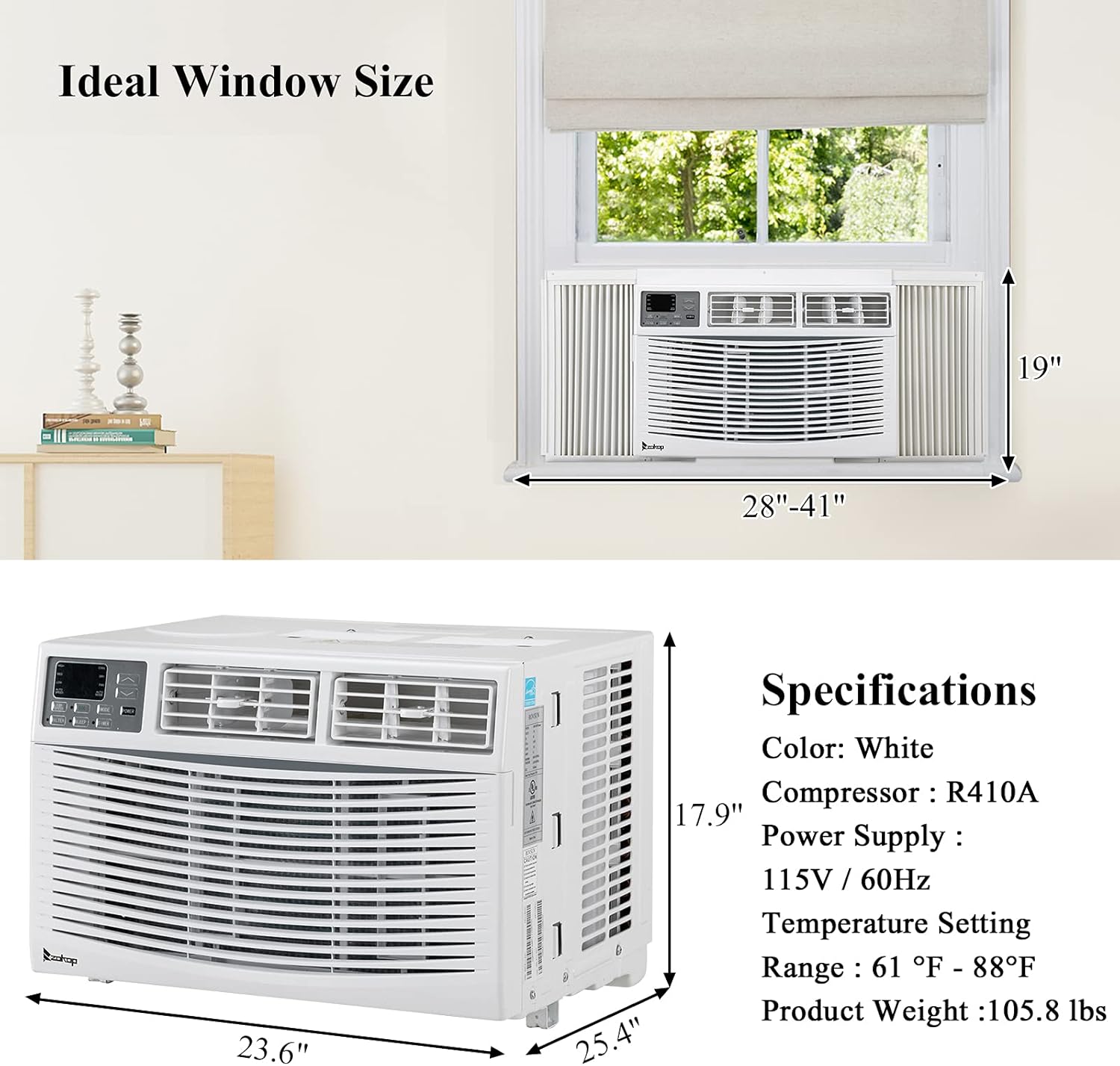 110V 1600W Air Conditioner White ABS Window Type Refrigeration/Energy Saving/Fan/Dehumidification Portable All-in-One,Used in rooms, offices