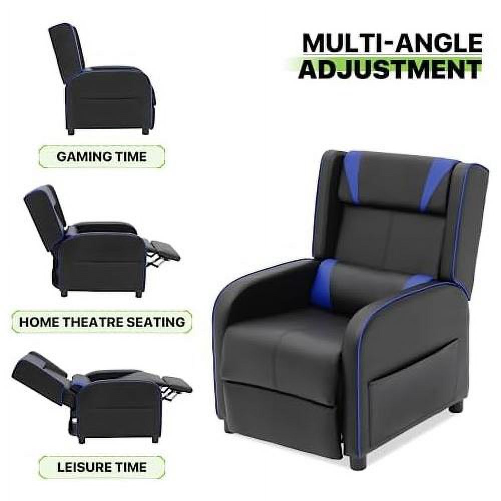 Recliner Chair With Adjustable Backrest And Footrest, Lumbar Support And Side Pocket