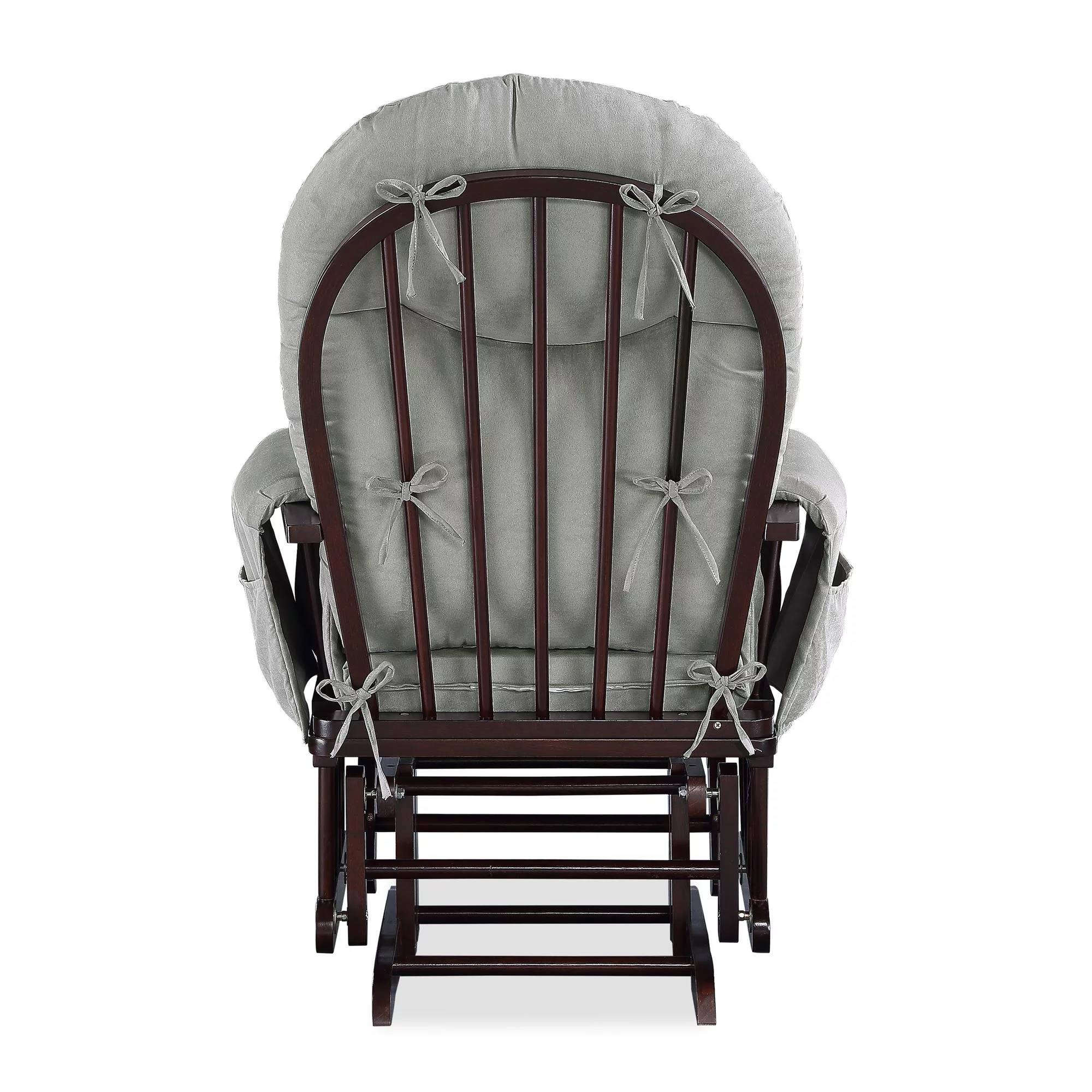 Baby Relax Huntington Glider Rocker with Storage and Ottoman, Espresso Finish with Gray Cushions