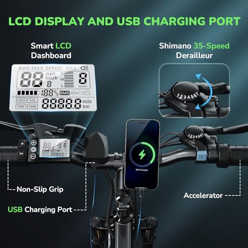 35-Speed Electric Bike for Adults 750W 26" Tire Commuting Electric Mountain Bike 20MPH Range 55+ Miles 374.4Wh Removable Battery Front Fork