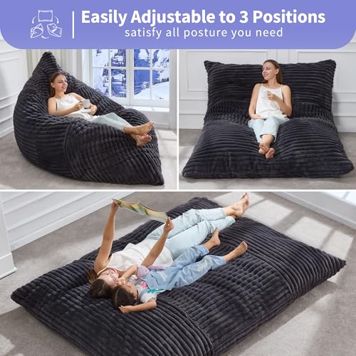 Hobestluk 3 in 1 Bean Bag Chair Giant Bean Bag Chairs Convertible Bean Bag Floor Cushion with Machine Washable Cover