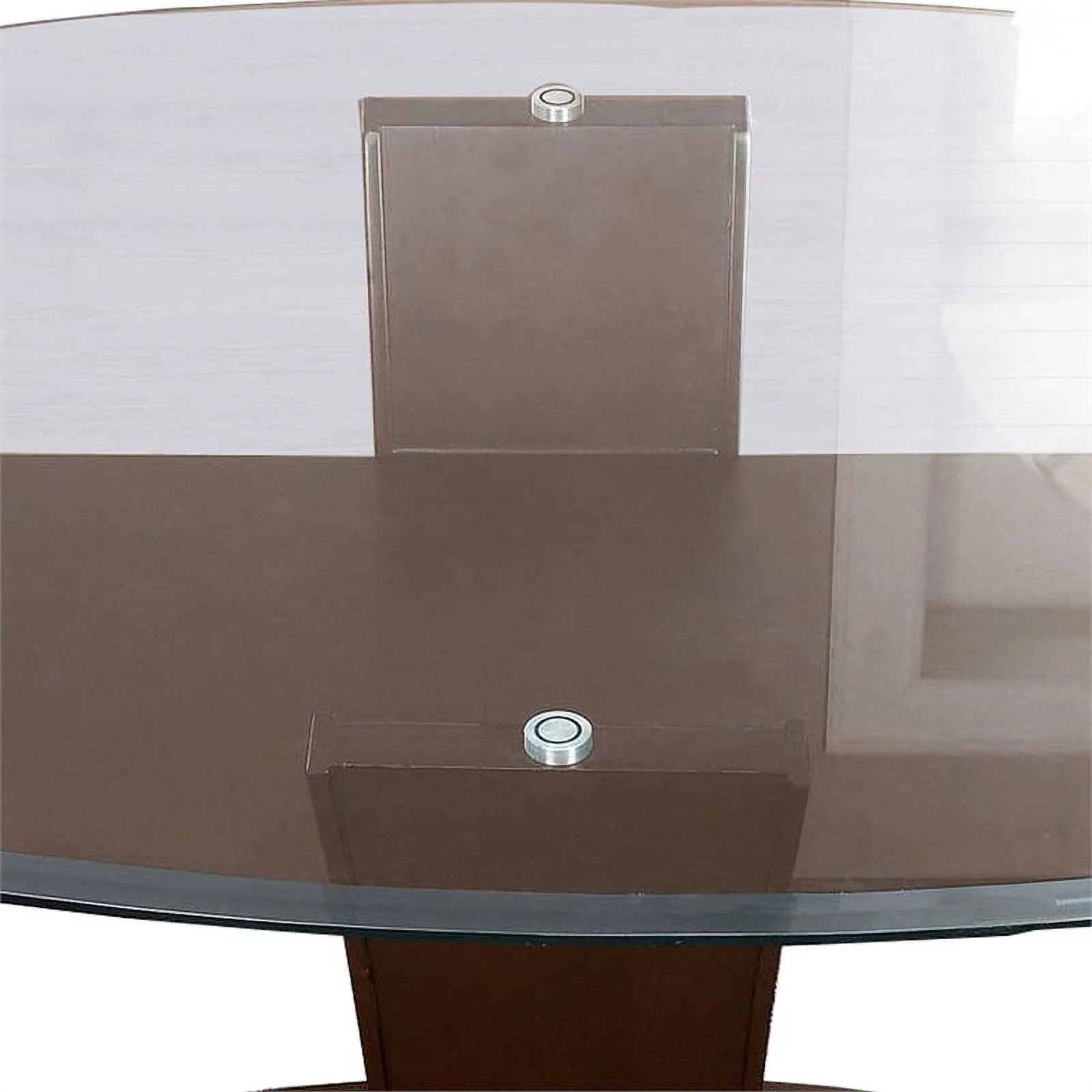 Wooden Dining Table with Glass Top and Flared Pedestal Base, Brown