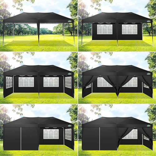 COBIZI 10x10 Pop up Canopy Tent Protable Canopy Tent with 4 Sidewalls Waterproof Commercial Instant Shelter for Parties, Wedding