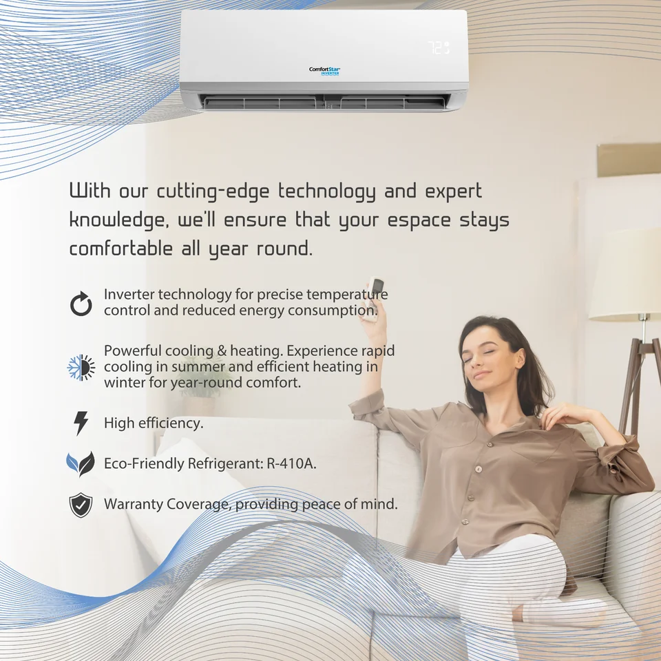 18,000 BTU 17 SEER2 Ductless Mini-Split Inverter+ Air Conditioner Heat Pump System Full Set 220V. - Radiant Selections
