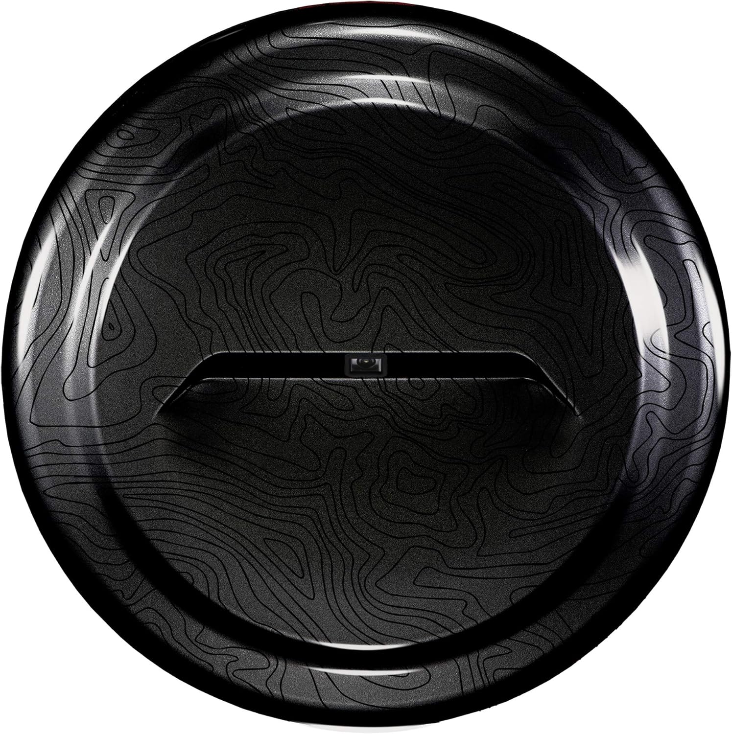Boomerang - Topo Map - 33 Black-Textured Rigid JL Tire Cover (Plastic Face & Vinyl Band) for Jeep Wrangler JL (with Back-up Camera)