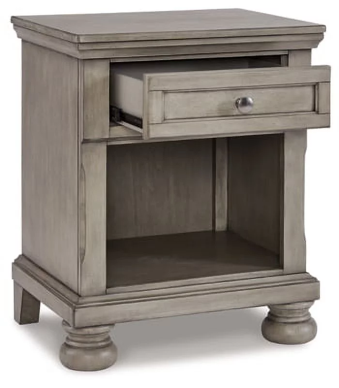 Signature Design by Ashley Lettner Modern Traditional 1 Drawer Nightstand, Light Gray