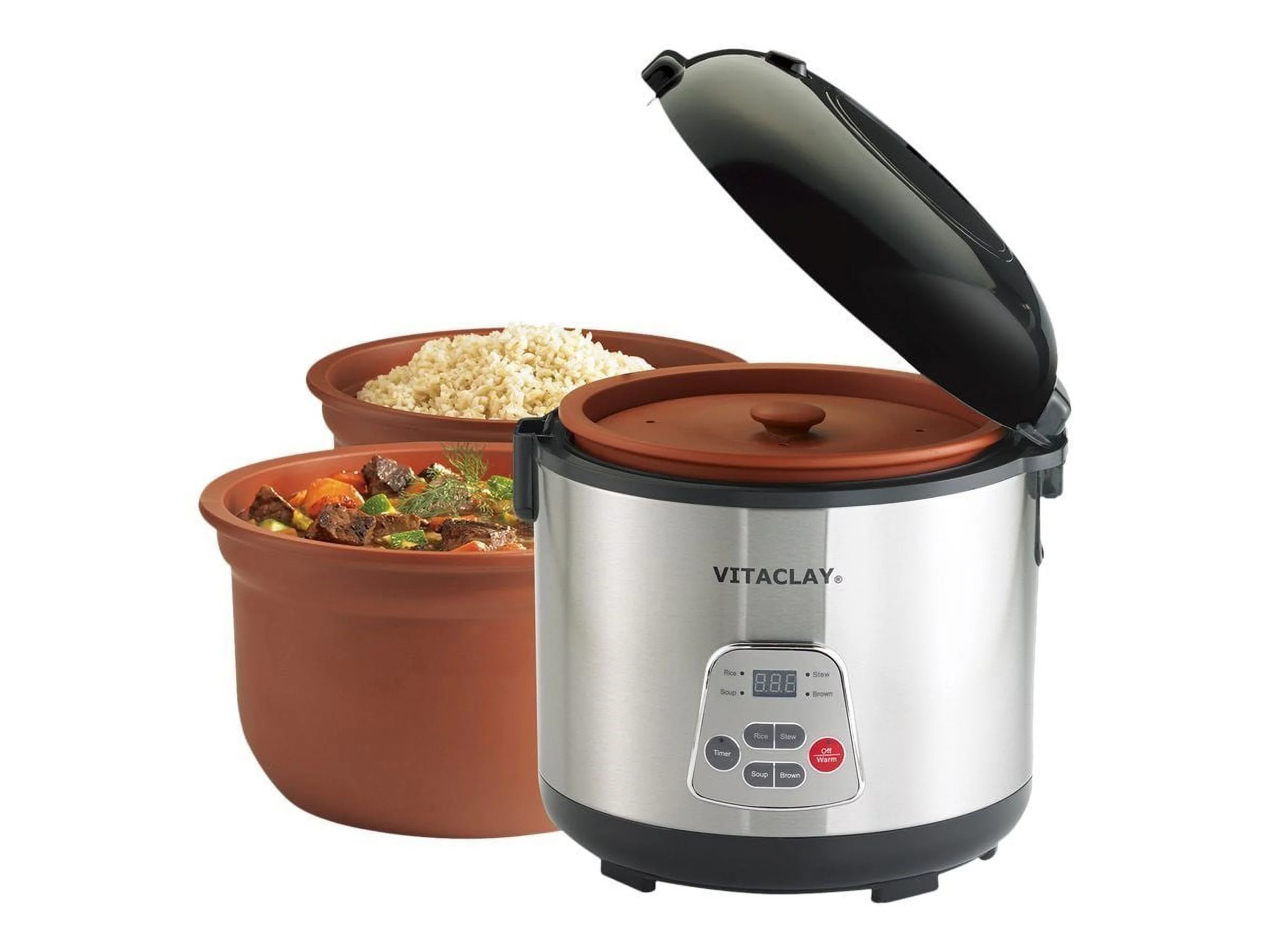 VitaClayR 2-in-1 Rice Slow Cooker & Clay Insert - Round, 6-cup / 3.2-Quart