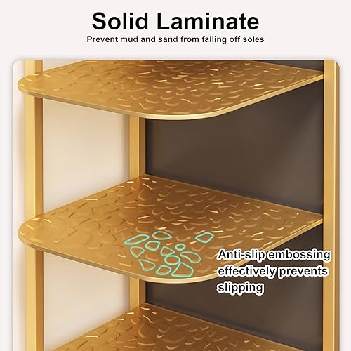 Narrow Vertical 10 Tier Shoe Rack, shoe cabinet for entryway, Tall Slim Rack for Small Spaces Organizer Shoe Shelf Shoe Tower (Color : Gold