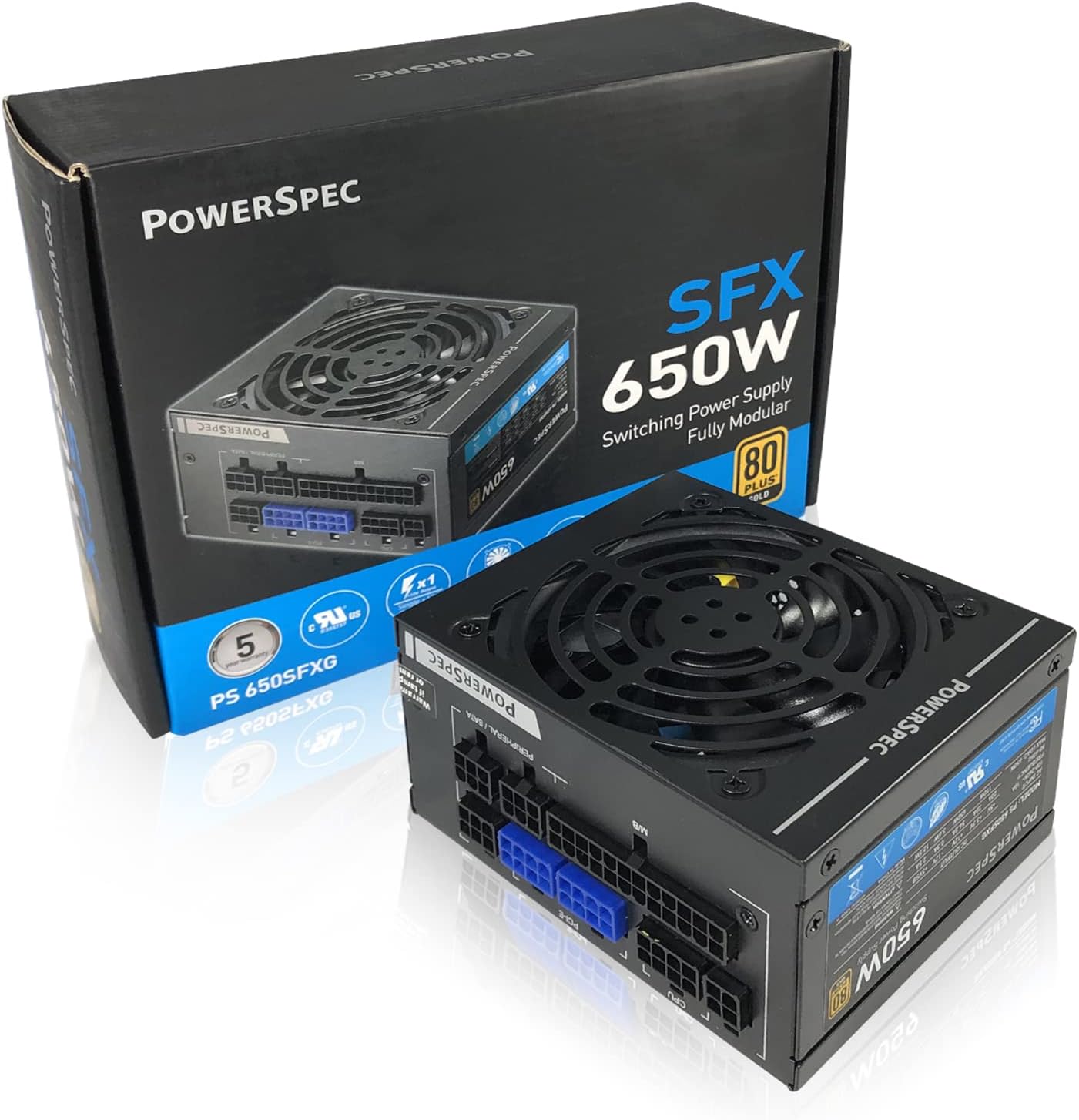 PowerSpec 650W Power Supply 80 Plus Bronze Certified Fixed Cable Non-Modular ATX PSU Active PFC SLI Crossfire Ready Gaming PC Computer Switching