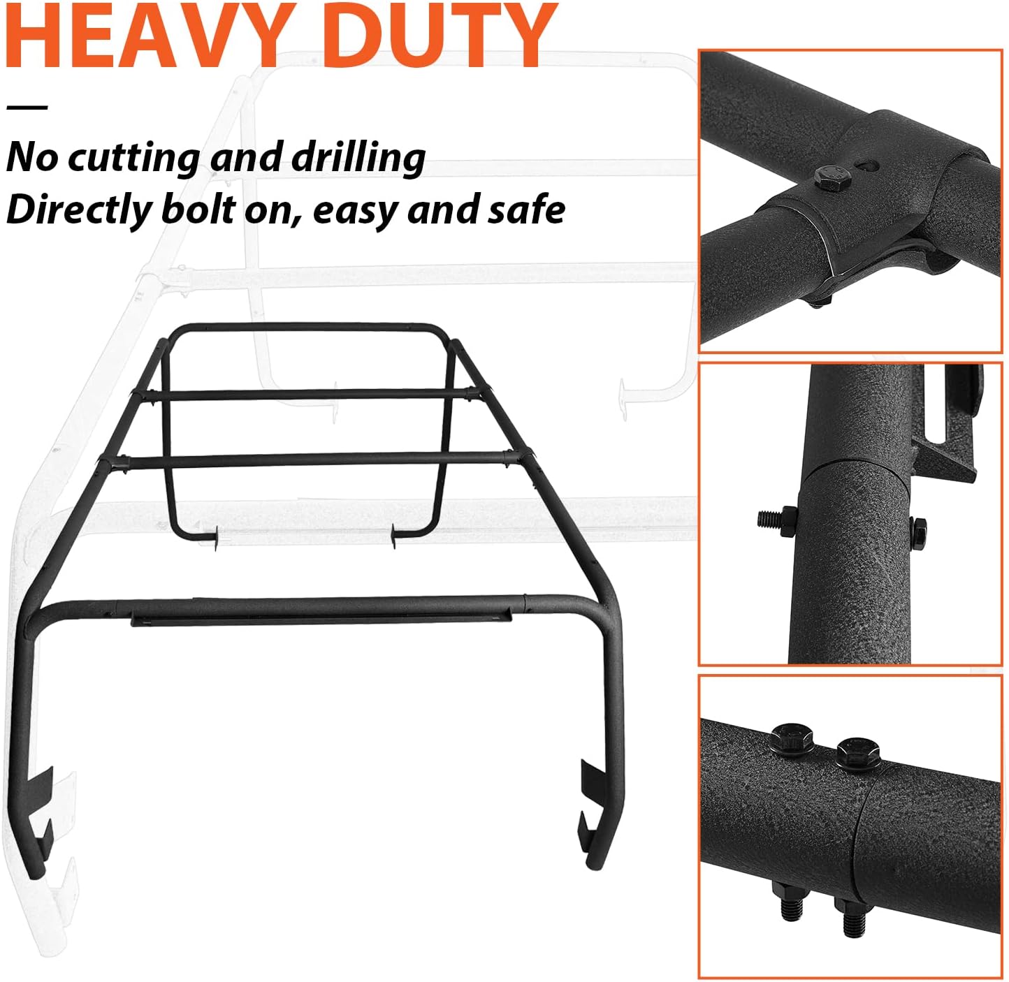 ECOTRIC Heavy Duty Roof Rack Cargo System Base Compatible with 2007-2018 Jeep Wrangler JK 4 Door ONLY Removable Top Cross Bar Extra Cargo Space