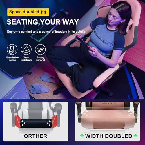 GTPLAYER Gaming Chair, Computer Office Chair with Pocket Spring Cushion, Linkage Armrests and Footrest