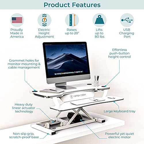 VERSADESK PowerPro™ 36 Inch Electric Standing Desk Converter, Height Adjustable Sit to Stand Up Desk Riser