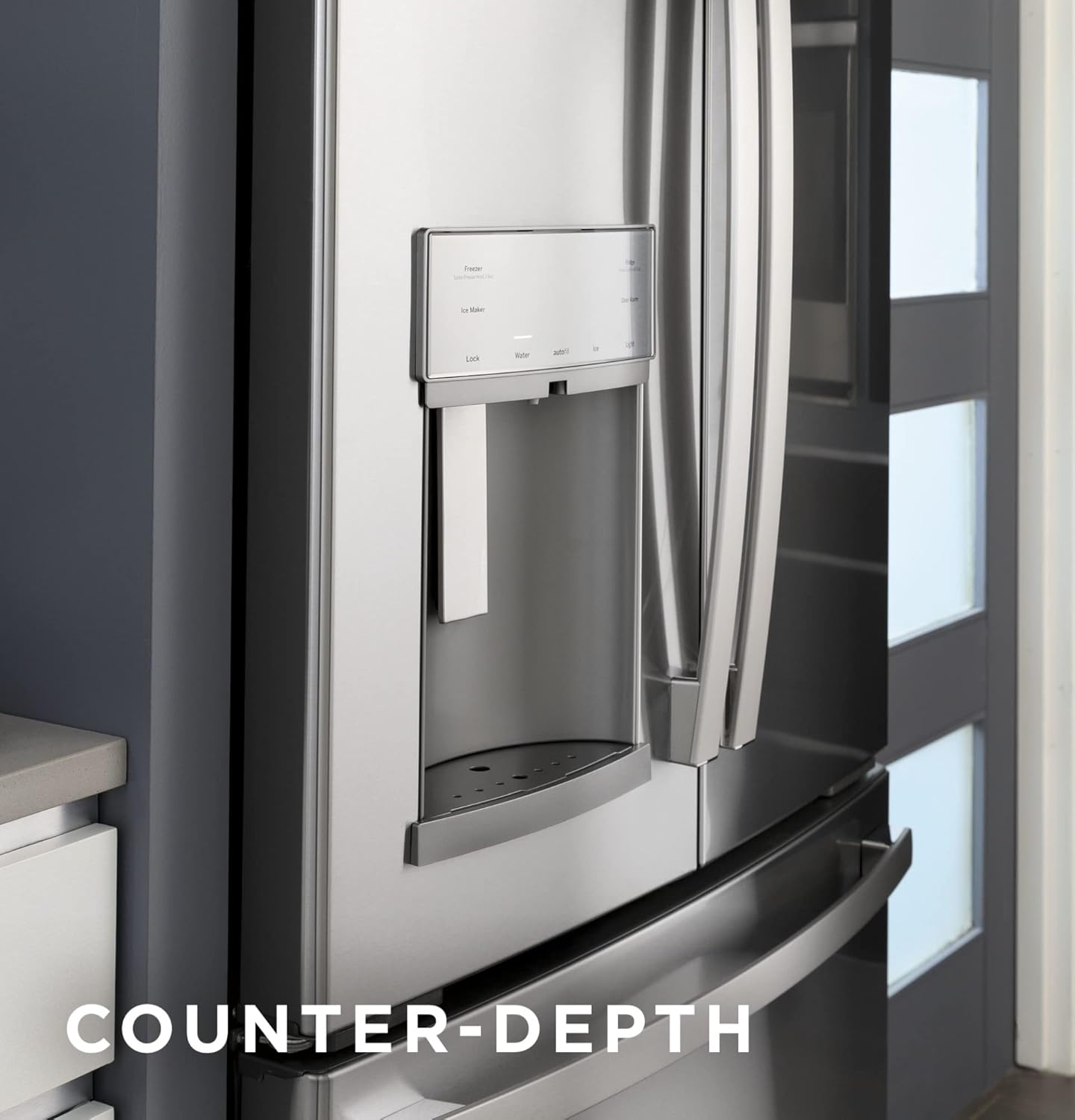 GE PROFILE PYE22KYNFS 36" Counter-Depth Bottom Freezer with French Door Twin Chill Evaporator Quick Space Shelf and LED Lighting in Fingerprint