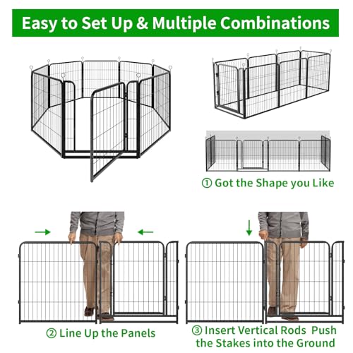 Dog Playpen Outdoor Extra Wide 12 Panels Heavy Duty Anti-Rust Coating-Strengthened Dog Fence 40" Height with Doors Portable for RV Camping Yard
