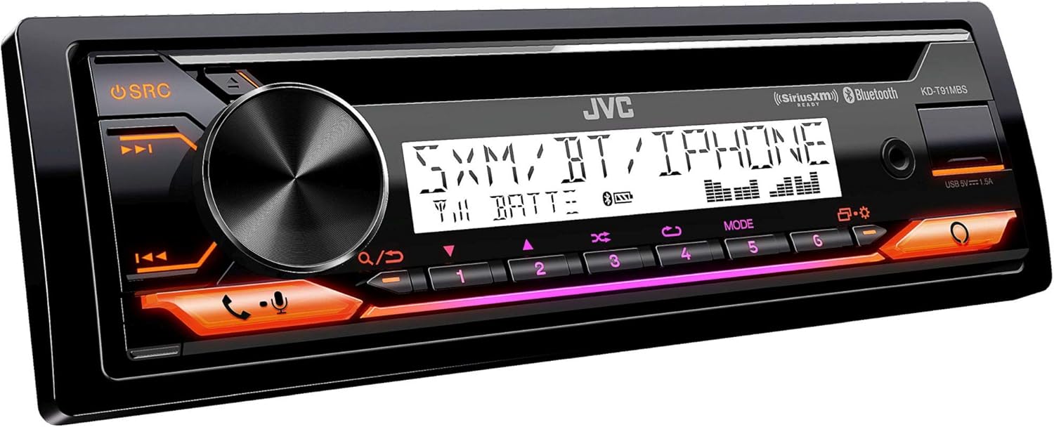 JVC KD-T91MBS Marine Stereo w/CD, BT, USB, Amazon Alexa + SXV300 SirusXM Satellite Radio Tuner