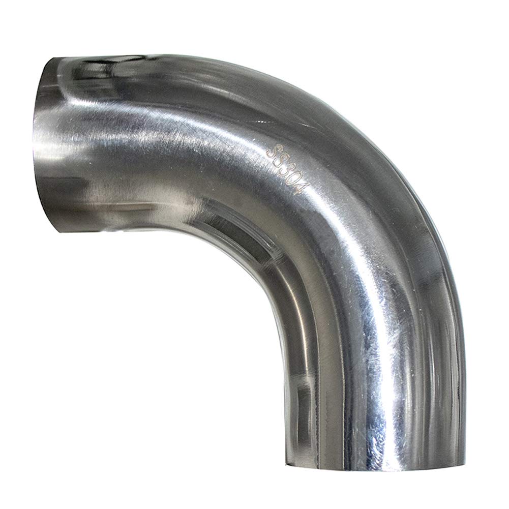 Stainless 4" 90 Degree Mandrel Bend Elbow - 14GA/.078" Wall - 1.5" Leg - SS304 Stainless Steel Exhaust Elbow Piping for Car Exhaust Pipe Modified