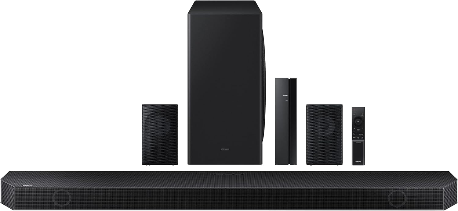 SAMSUNG HW-Q910B 9.1.2ch Soundbar w/ Wireless Dolby Atmos, DTS:X, Rear Speakers, Q Symphony, Built In Alexa/Voice Assistant, SpaceFit Sound