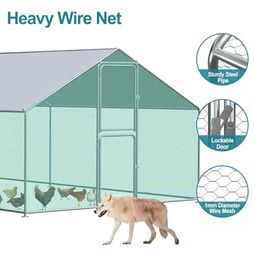 Large Chicken Coop, Chicken Coops for 30 Chickens, Chicken Runs for Yard with Water Poof & UV Resistance Cover