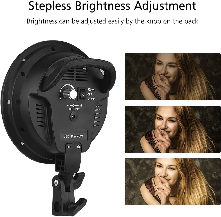Andoer Photography Studio Softbox Lighting Kit Including 3pcs 45W Bi-Color 5500K Dimmable LED Lights 20 X 28inch Softbox 2m Light Stands Carry Bag
