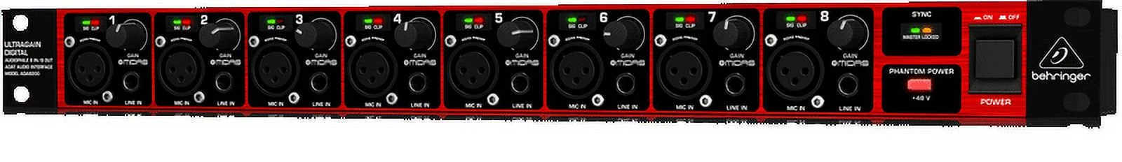 Behringer Ultragain Digital ADA8200 Audiophile 8 In/8 Out ADAT Audio Interface w/ Midas Mic Preamps - Curated Treasures Market