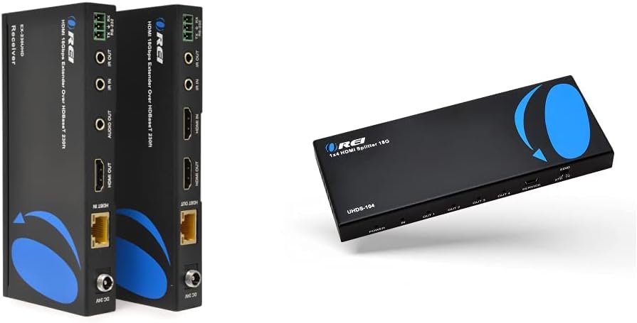 4K HDMI Extender Balun by OREI - HDBaseT UltraHD 4K @ 60Hz 4:4:4 Over Single CAT5e/6/7 Cable with HDR, ARC, CEC & IR Support, RS-232
