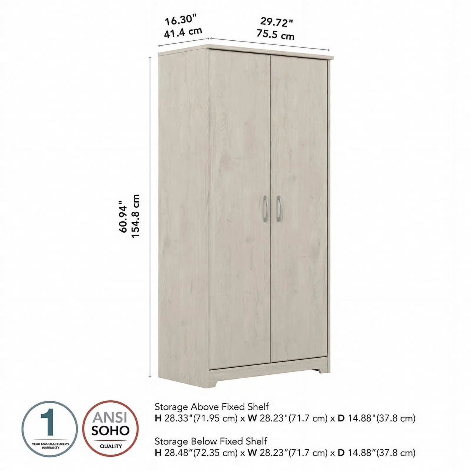 Bowery Hill Tall Storage Cabinet in Linen White Oak - Engineered Wood