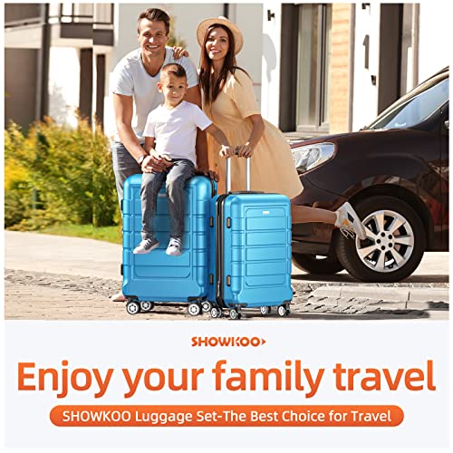 SHOWKOO Luggage Sets Expandable PC+ABS Durable Suitcase Double Wheels TSA Lock Black