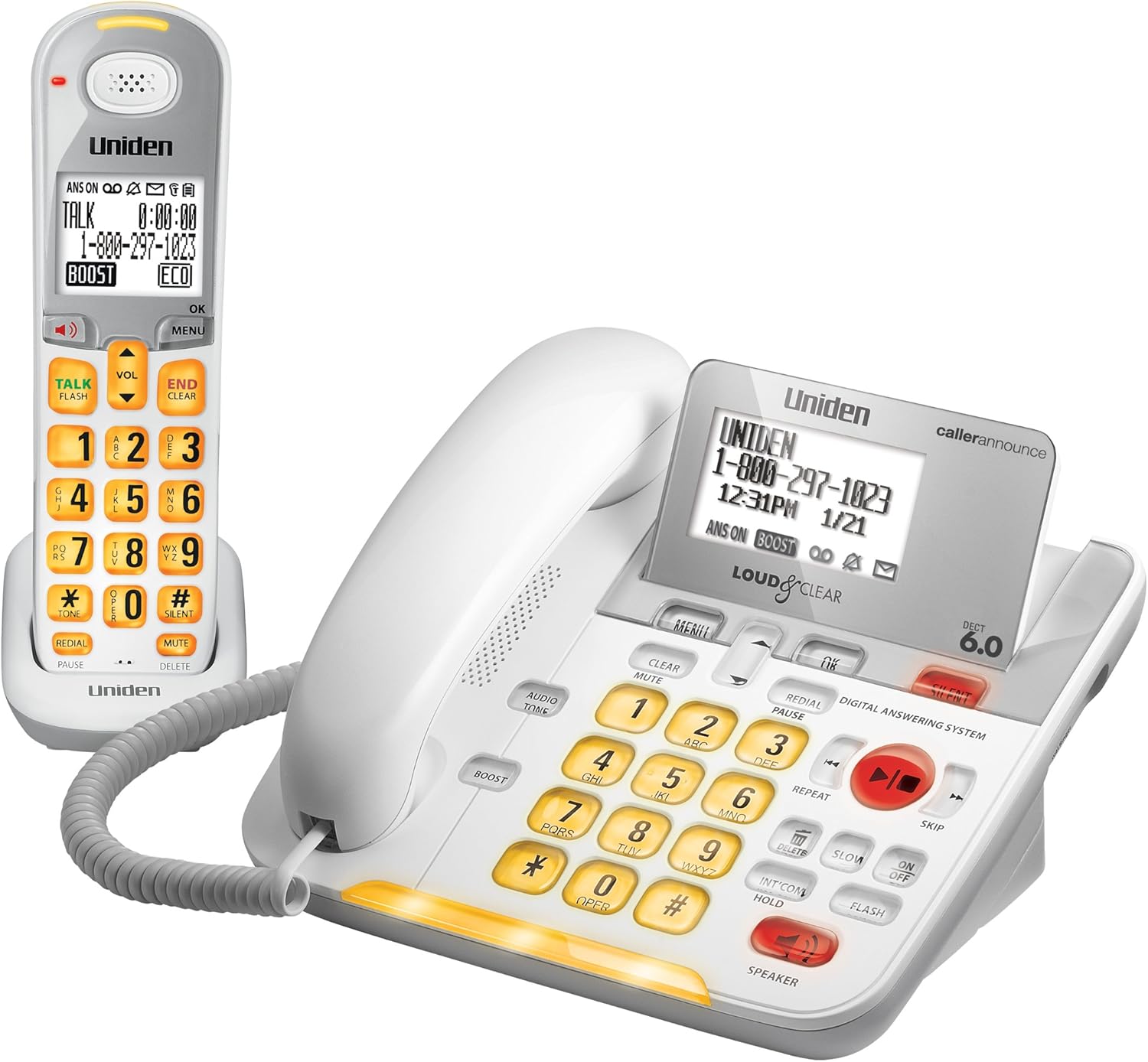 Uniden DECT 6.0 Cordless Phone with Caller ID Answering System - White (D3097)