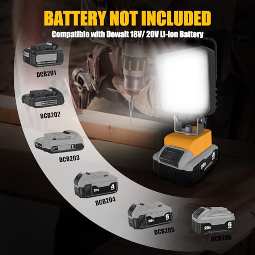 2 Pcs Cordless LED Work Light for Dewalt 20v Max Battery, 90W 9600LM Battery Light for Dewalt 20v Tools