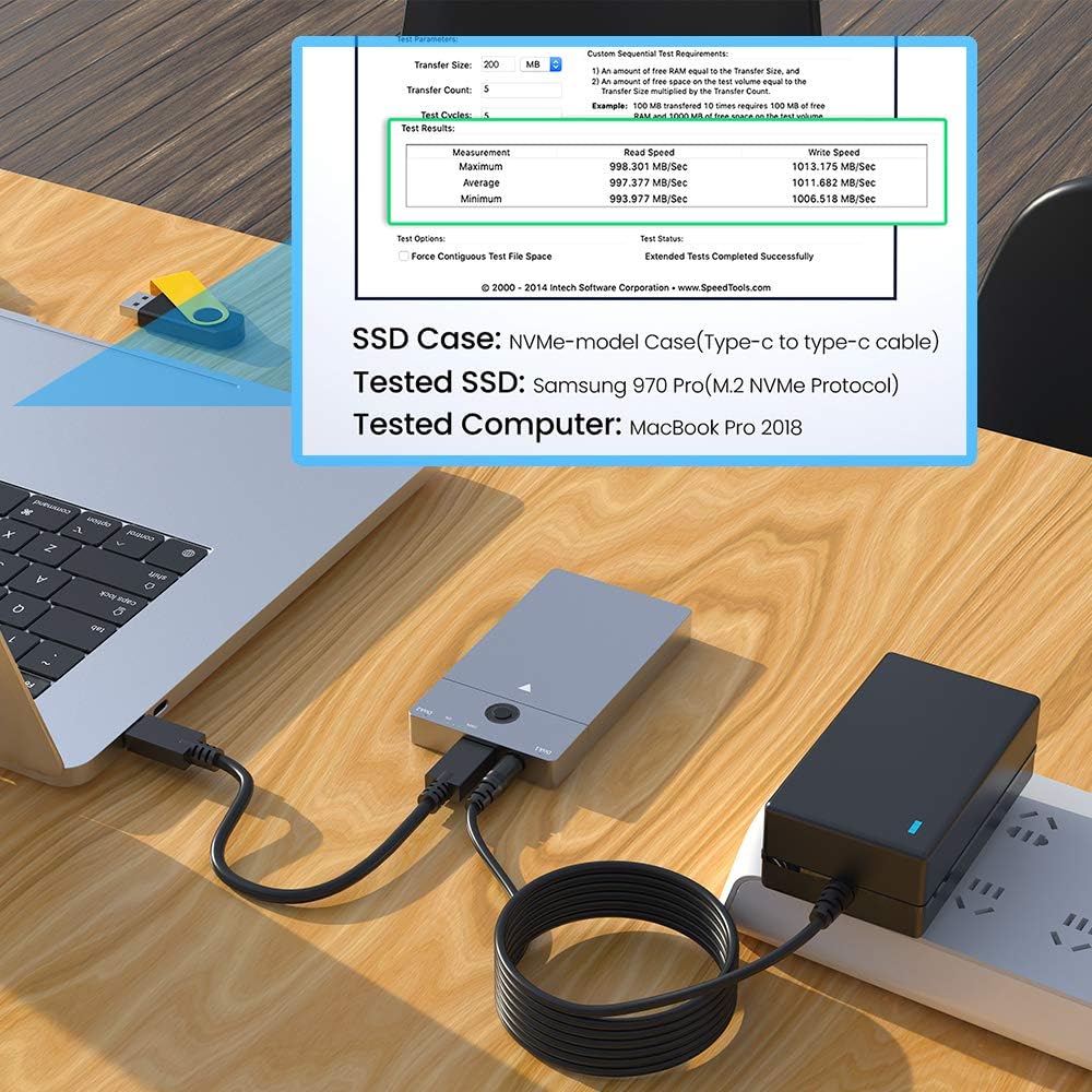 USB C 3.1 Gen2 10Gbps to M.2 Duplicator NVME Clone Dual-Bay External Hard Drive Enclosure