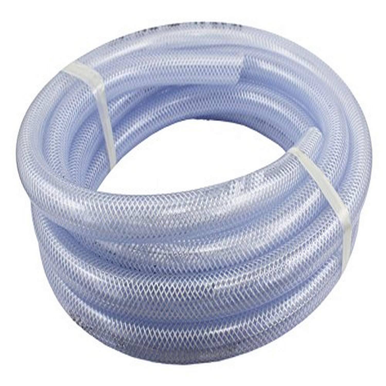 Duda Energy HPpvc200-025ft 25& x 2x22 ID High Pressure Braided Clear Flexible PVC Tubing Heavy Duty UV Chemical Resistant Vinyl