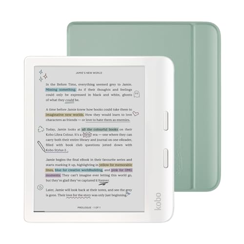 Kobo Libra Colour White eReader with Case Bundle