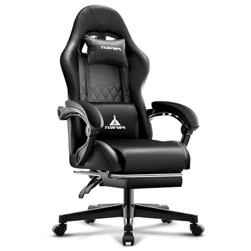 Gaming Chair,Ergonomic Massage Computer Office Desk Chair with Footrest,Pocket Spring Cushion