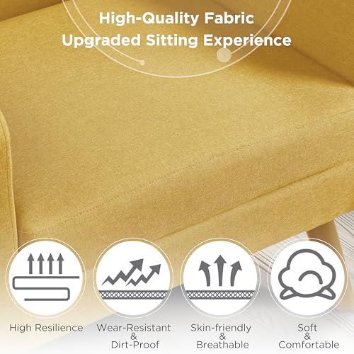 Yaheetech Mid-Century Accent Chairs, PU Leather Modern Upholstered Living Room Chair