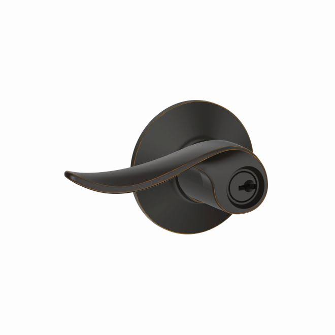 Schlage Residential F51A Sac 716 Sacramento Lever Keyed Entry Lock C Keyway with 16211 Latch and 10063 Strike Aged Bronze Finish