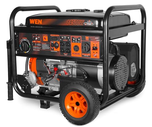 WEN 14,500-Watt 120V/240V Tri-Fuel Generator for Gas, Propane, and Natural Gas, Transfer-Switch Ready with Electric Start, Wheel Kit