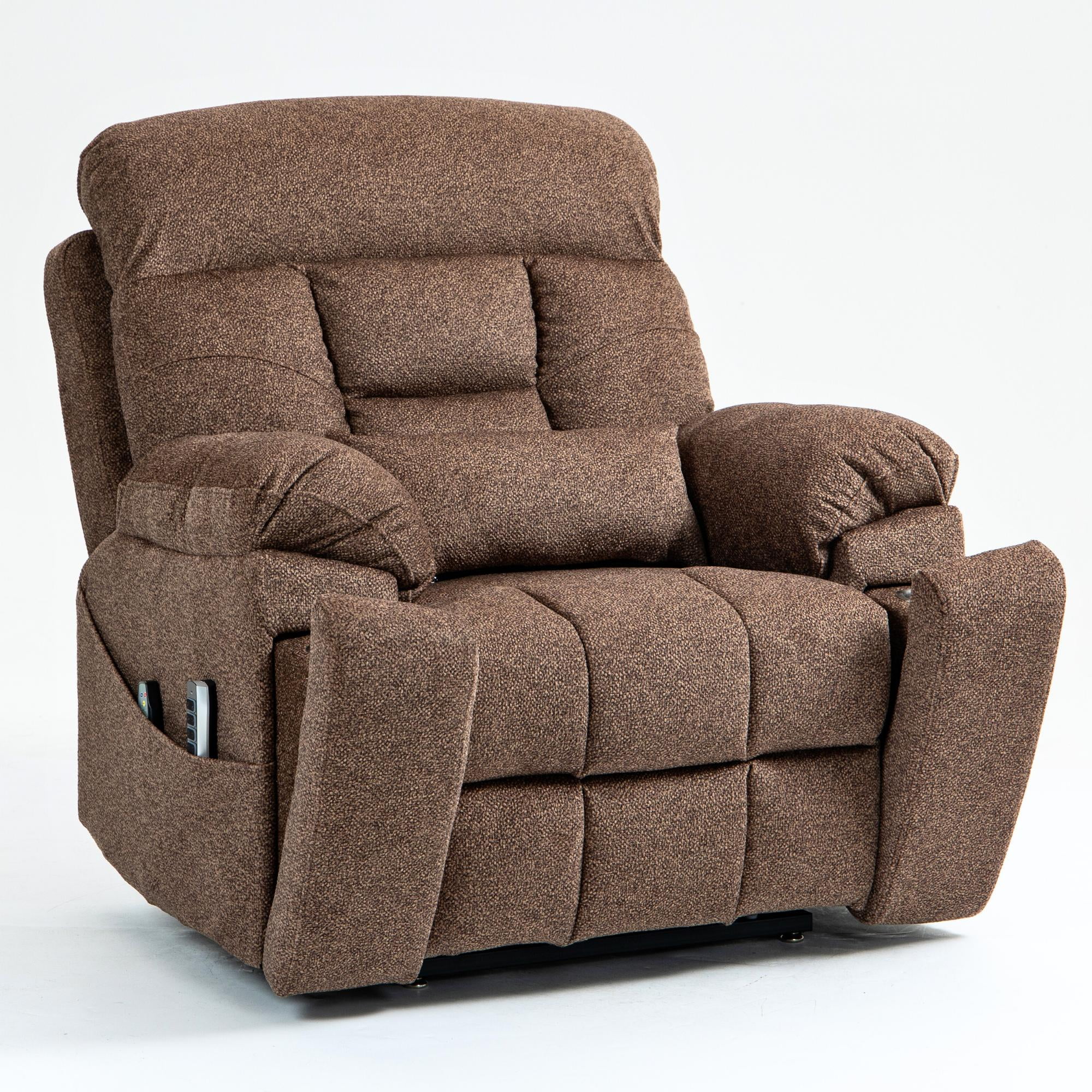 JUUXO 4-Motor Lay Flat Power Lift Recliner Chair with Heat & Massage - Power Adjustable Headrest, Backrest, Lumbar & Legrest