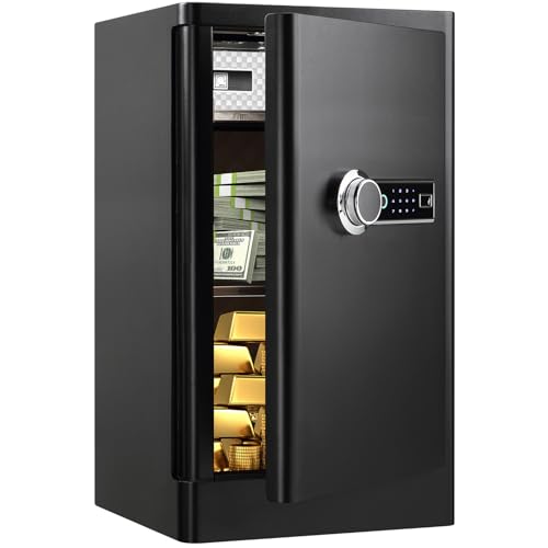 7.2 Cu ft Extra Large Biometric Home Safe Fireproof Waterproof, Anti-Theft Touch Screen Fingerprint Home Security Safe Box With Hidden Compartment