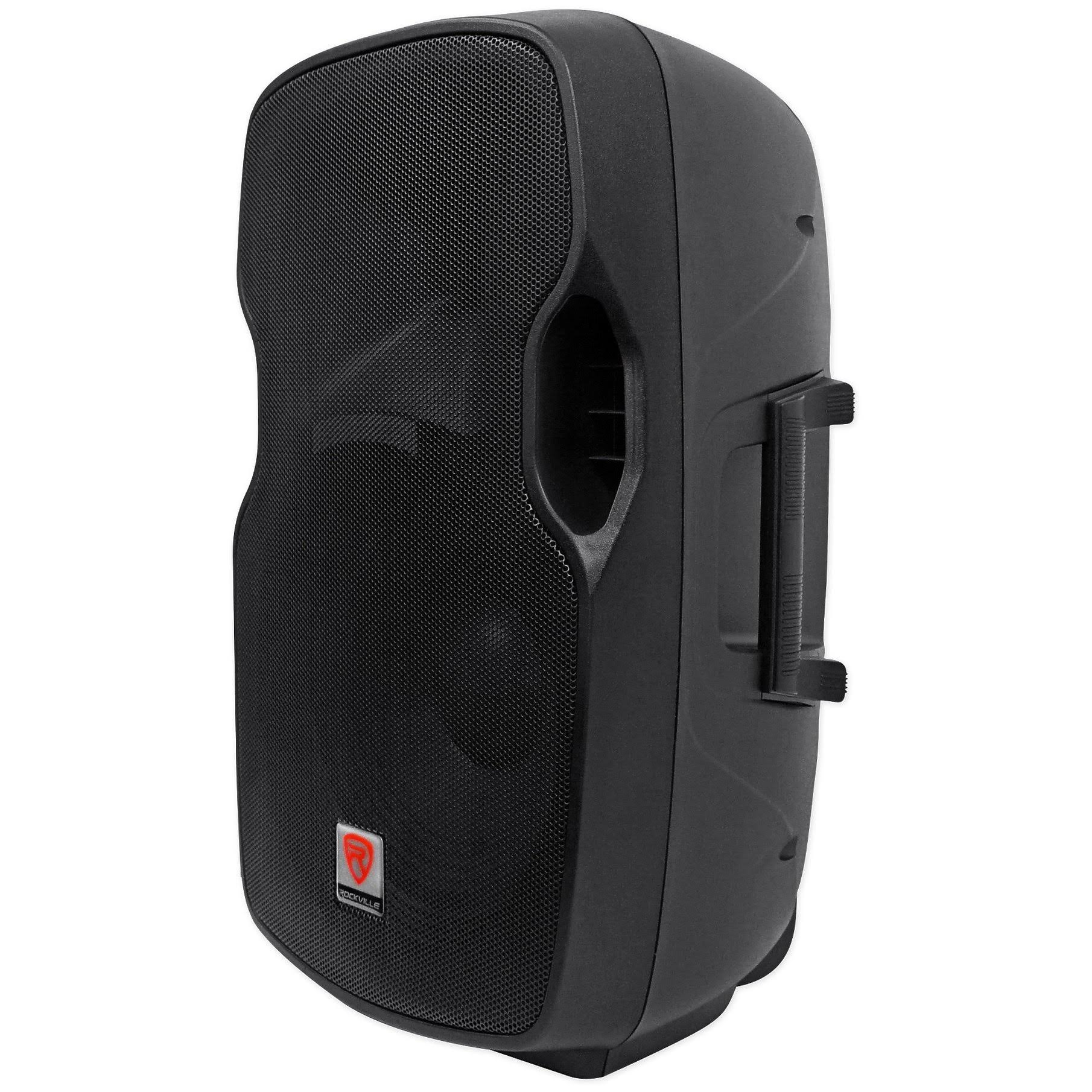 (2) Rockville BPA15 15 inch Powered 800W DJ PA Speakers wBluetooth+LED Stands+Cables
