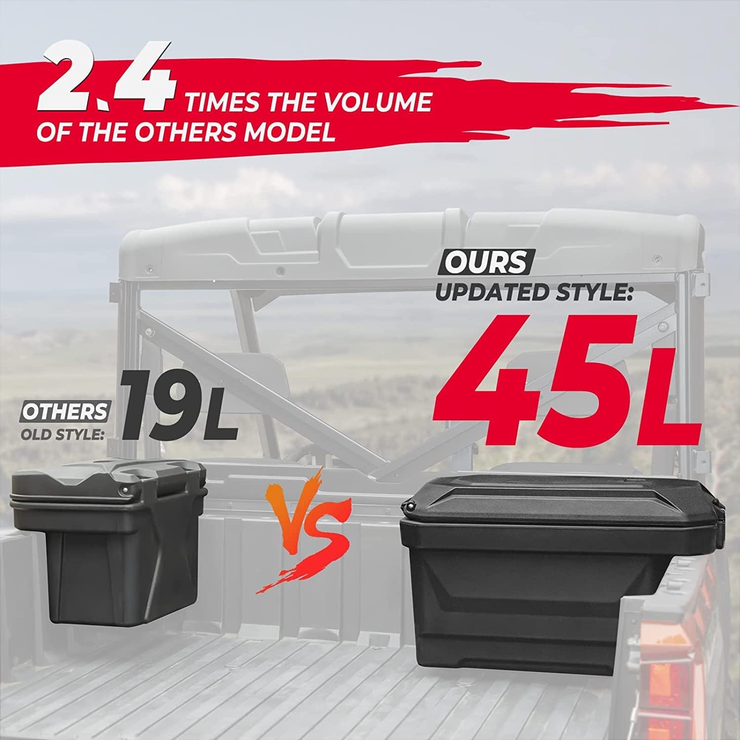 Ranger Storage Box, kemimoto 45 L Waterproof Bed Cargo Box Compatible with 2013-2022 Polaris Ranger 570 700 900 1000/Ranger XP (Right Side)
