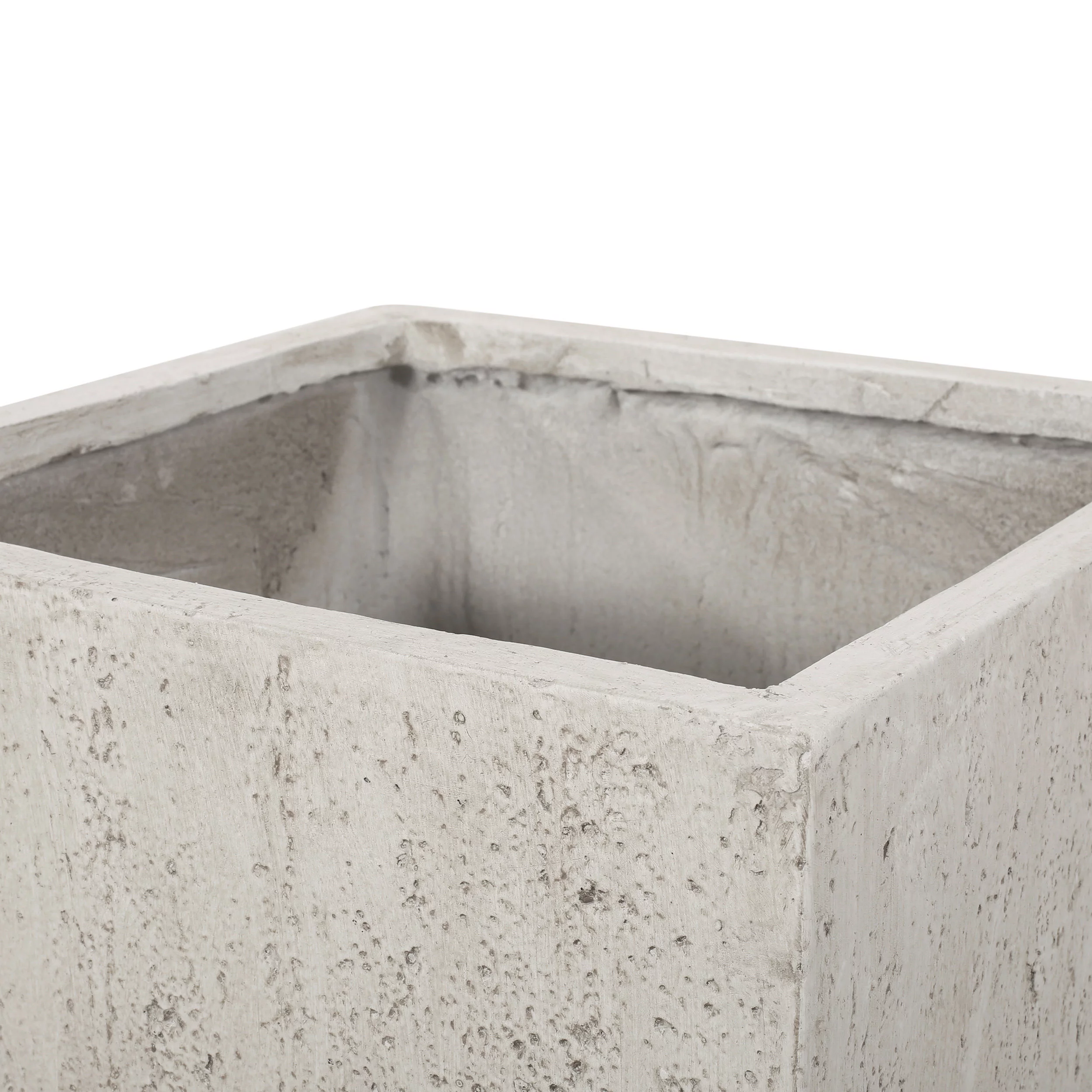 Noble House Ella Outdoor Modern Large Cast Stone Square Planter in White