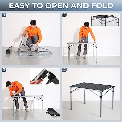 KingCamp Camping Table Folding Portable Table Aluminum Roll Up Lightweight Foldable Large Camp Table for Indoor Outdoor Picnic Backyard, 53.5"X27.5"