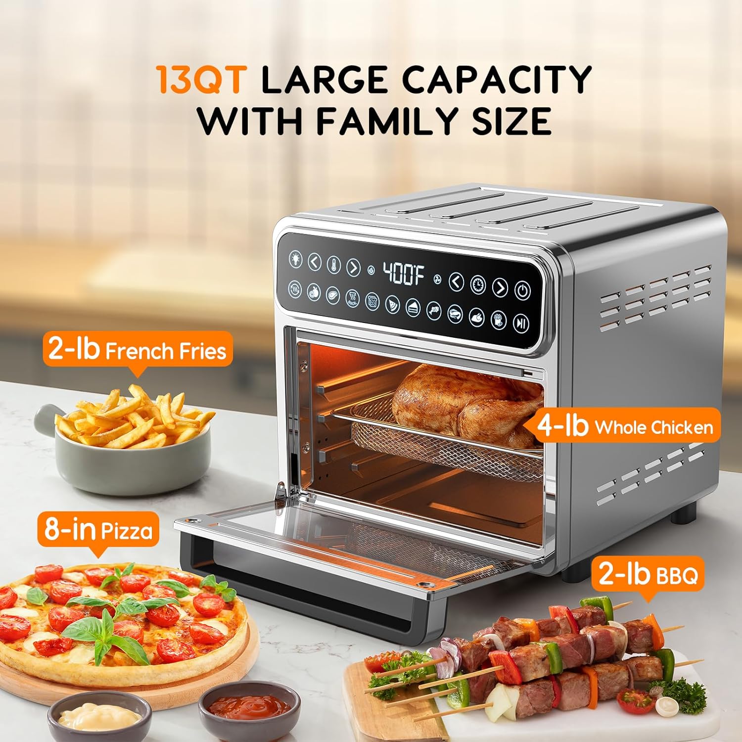11-in-1 Air Fryer Oven 13QT Stainless Steel Air Fryer