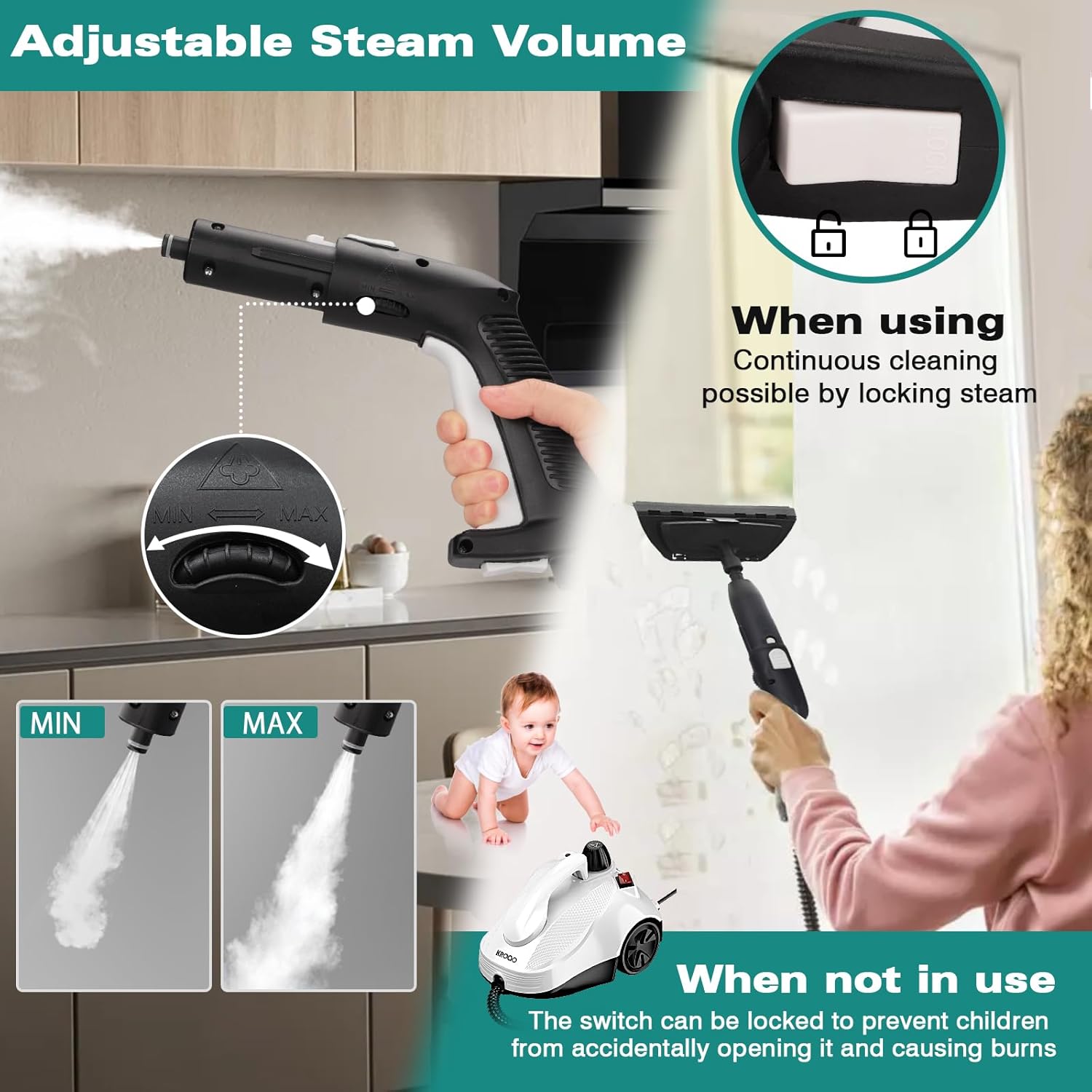 Steam Cleaner, Steam Mop with 23 Accessories, Powerful Multipurpose Portable Steamer for Cleaning to Remove Grime, Grease