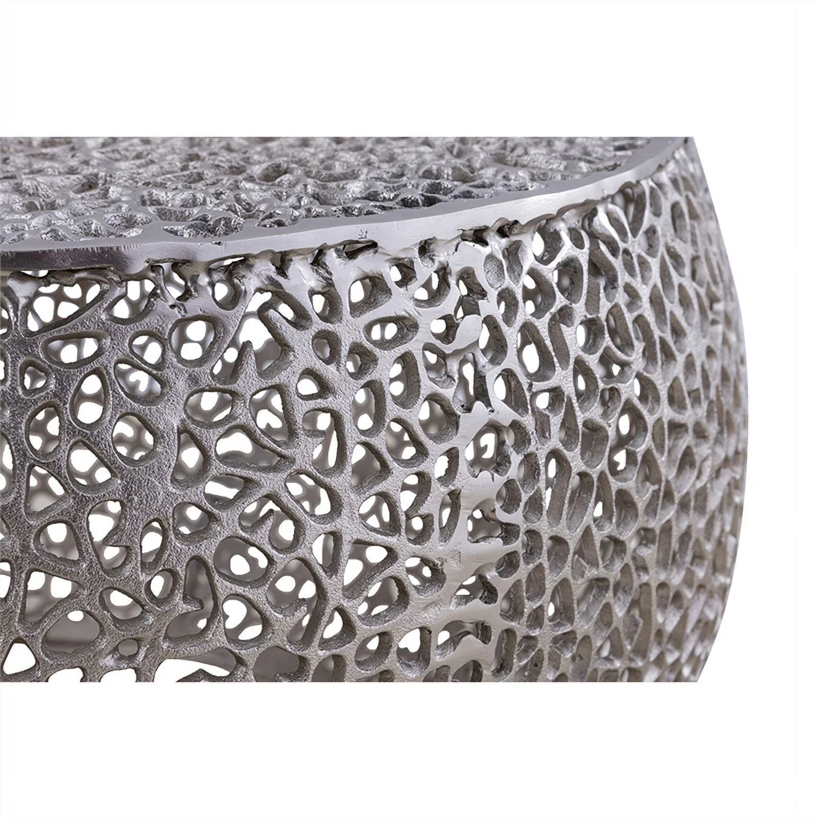 CT3502-32 Round Coffee Table Made with Aluminum in Silver Color - Curated Treasures Market