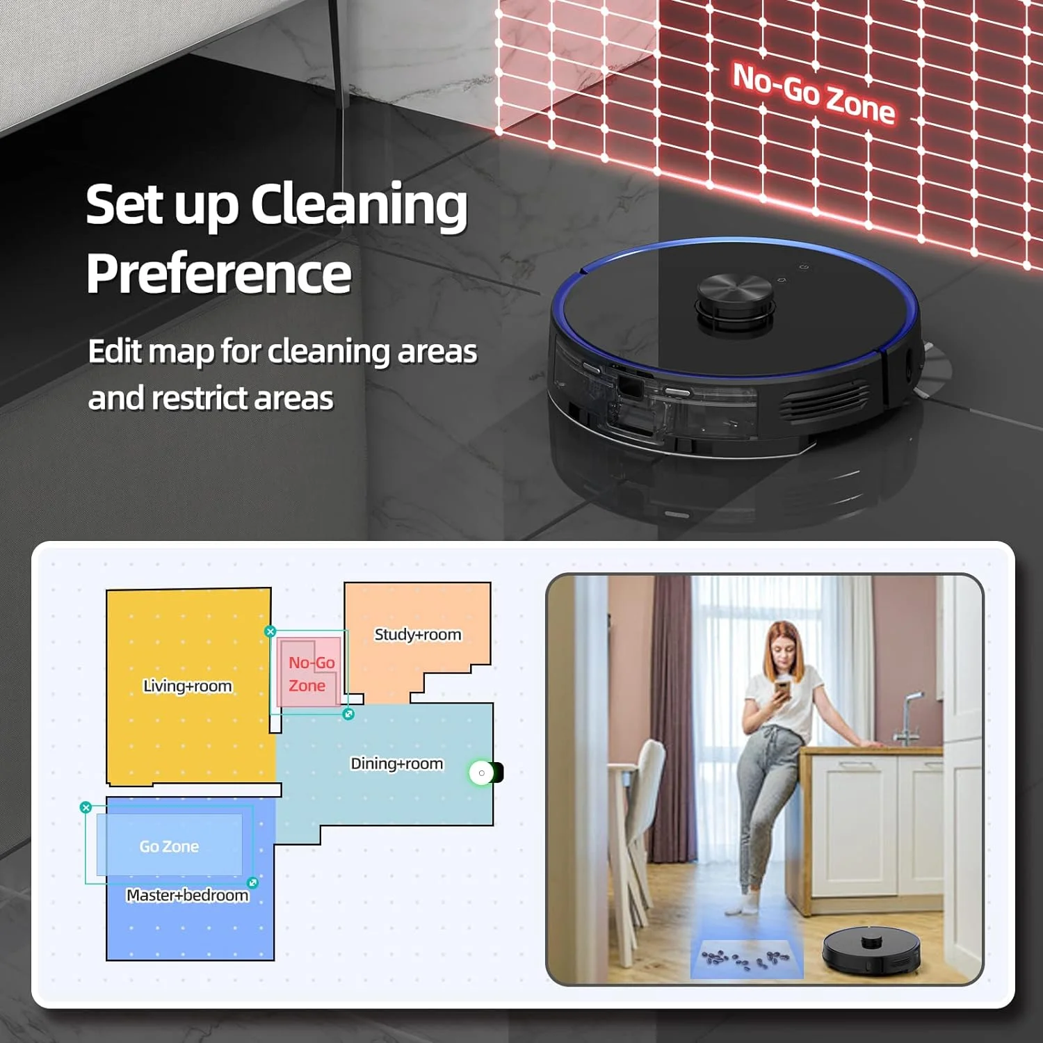 VIOMI S9 Robot Vacuum Cleaner Self-Emptying 2700Pa, 5200mAh, 3 in 1 (Sweep, Vacuum and Mop), Robotic Vacuum 360° LDS Lidar, Auto Dirt Disposal