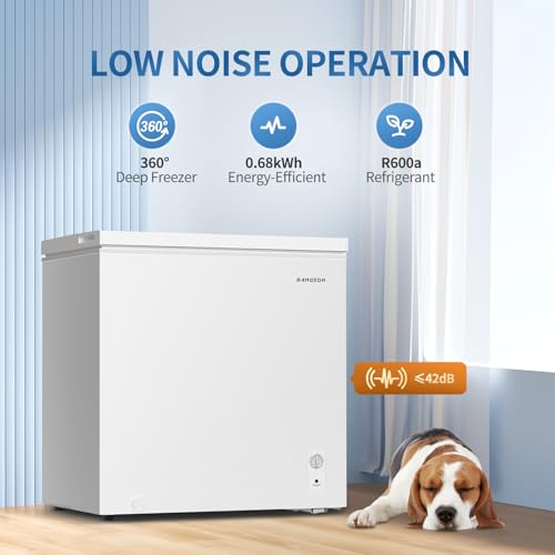 BANGSON 3.5 Cu.Ft Chest Freezer, Compact Deep Freezer with Removable Basket, Adjustable Thermostat, Energy-Saving