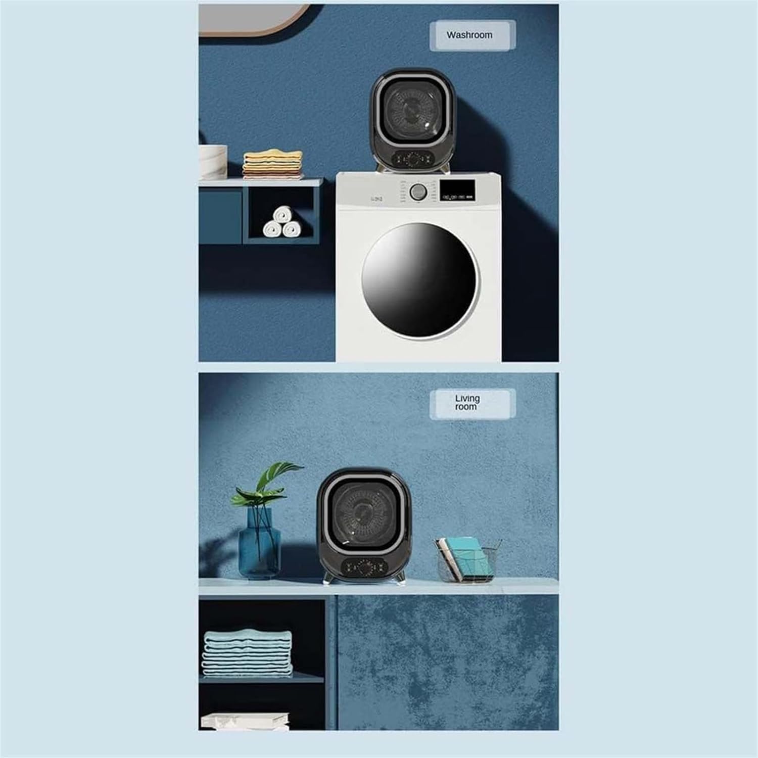 Compact Mini Spin Dryer, Portable Condenser Tumble Dryer 0-200 minutes Small Tumble Dryer, 35dB silent Perfect for Counter Top or Wall Mounted Use