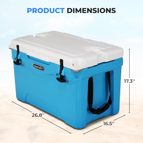 SereneLife Ultra-Tough 45 Quart Rotomolded Cooler Box with Wheels, Holds Upto 56 Cans, Keeps Ice Up to 5 Days