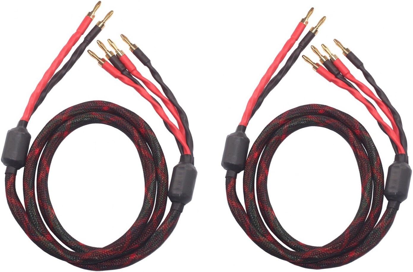 k4B-2B Bi-Wire Speaker Cable (2 Banana Plugs - 4 Banana Plugs), 1pair Set (Total 12banana Plugs), k4B-2B (3M(9.8ft))